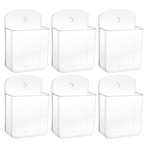 6 PCS Remote Control Holders Wall Mount, Self Adhesive TV Air Conditioner Remote Control Holder, Wall Mount Storage Box Organizer Wall Pen Holder Storage for Home Office School (Transparent) - color: Transparent