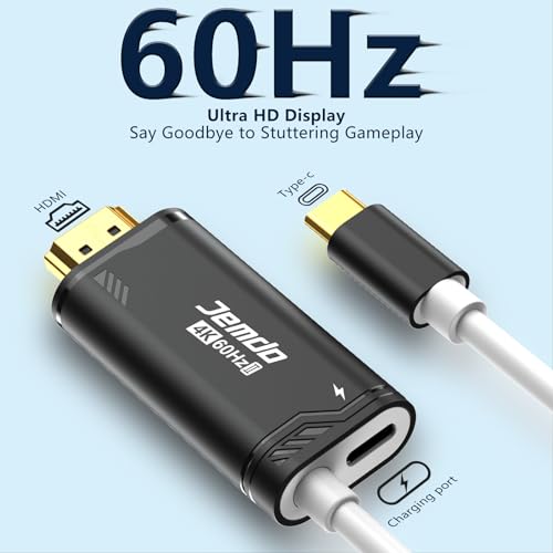 JEMDO Switch 2 Dock HDMI Cable,4K@60Hz 18Gbps,USB C to HDMI 2.0,100W PD Play While Charging,6.6 ft,Portable Travel TV Adapter Compatible with Nintendo Switch 2(Only Below V21.0.0)/2017/OLED - color: Black, style: 60