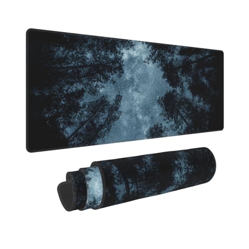 Night Sky Forest Mouse Pad XL Large Mousepad Non Slip Rubber Base Desk Mat for Laptop Computer Gaming 31.5" X 12" - color: Night Sky Forest