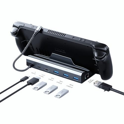 Docking Station for Steam Deck/ROG Ally/Legion Go, The 6 in 1 Steam Deck Dock. 1000Mbps Ethernet, 3.0 PD 100W Fast Charging, HDMI 2.0 4K@60Hz and 3 USB 3.0 Port Steam Deck OLED Dock.