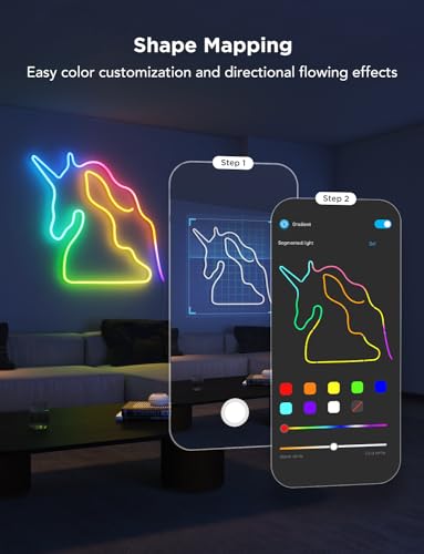 Govee RGBIC Neon Lights 9.8ft Works with Matter, Alexa, Google Assistant | LED Smart Neon Rope Light 2, Custom DIY Neon Strip Lights for Bedroom and Wall Decor, Softer Material, White - size: 9.8ft
