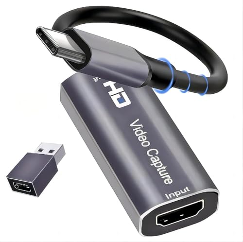 4K TypeC HDMI Capture Card, Cam Link Video Capture Card HDMI to 1080P Type-C for Windows Mac OS System for Streaming Gaming Meeting with USB C Adapter to Adjust PS3 4, Switch, Xbox
