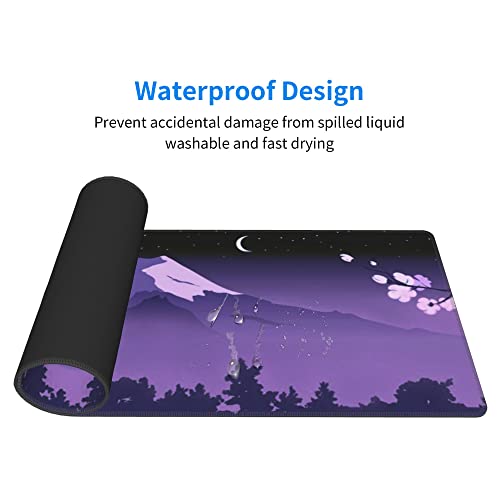 Purple Japanese Fuji Cherry Blossom Large Mouse Pad XL Extended Gaming Mouse Pad Mat Desk Pad with Stitched Edge,Full Desk Mousepad for Office,Computer,Keyboard 31.5 X 11.8 Inch - color: Purple Japanese Fuji Cherry Blossom