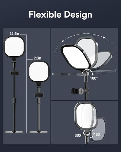 Zoom Lighting for Computer, Adjustable Desk Lighting for Video Calls, 30 Light Modes Video Conference Light, Desk Ring Light with Stand for Webcam, Meetings, Live Stream, Home Office. CRI 97.8 - color: Black-1 pack