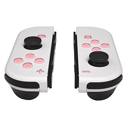 eXtremeRate Replacement Two-Tone Jelly Buttons for JoyCon, Pale Red & Clear w/Symbols Custom Controller ABXY Direction Home Capture + - Keys, DIY Action Face Buttons for Nintendo Switch & Switch OLED - color: Pale Red & Clear