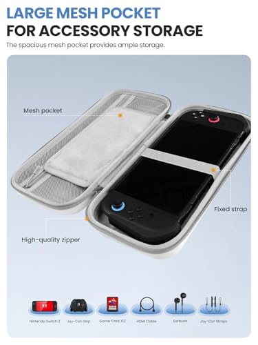 i-Blason Carrying Case for Nintendo Switch 2/Switch 1/OLED, White | Waterproof, Hard Shell, Large Capacity, 12 Game Card Slots - color: White