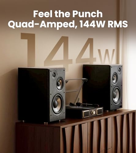 Edifier R2750DB MKII Powered Bookshelf Speakers, 144W 3-Way Active Studio Monitor with Sub Out, Hi-Res Audio, Bluetooth 6.0 with LDAC, HDMI/Optical/Coaxial for Turntable, PC, Home Audio - Black - color: Black