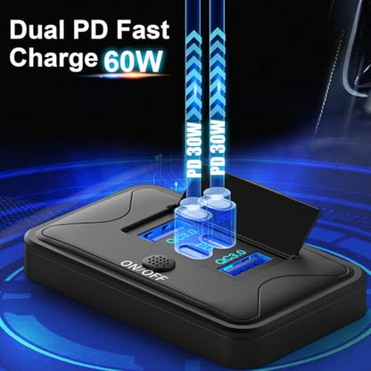 78W 4 Port 12V USB Outlet Wall Mount, Dual 36W PD & Dual 18W QC3.0 Lightweight Surface Mount Charger Socket Panel with Button Switch for Bus RV Truck Marine Golf Cart