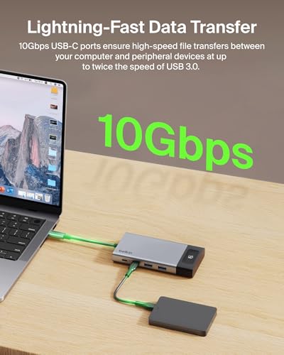 Belkin USB-C Hub 8 in 1 100W Dual Display for Windows | 4K@60Hz resolution, ethernet port, mirrored display support for macOS, compatible with Chromebook, travel-friendly - style: 8-in-1 Hub