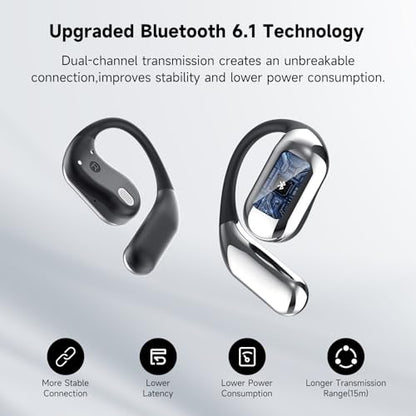 Open Ear Earbuds Wireless Bluetooth 6.1, Bluetooth Earbuds with Earhooks, HiFi Stereo Open Ear Headphones with ENC Mic, IP7 Waterproof Wireless Headphones for Running, Sports, Workout and Business