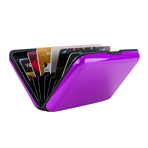 RFID Blocking Credit Card Protector Aluminum ID Case Hard Shell Business Card Holders Metal Wallet for Men or Women (Aluminum, Purple) | RFID Blocking Credit Card Protector Aluminum ID Case Hard Shell Business Card Holders Metal Wallet for Men or Women -
