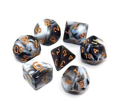 DND Dice Black White Polyhedral Dice Set for Dungeon and Dragons MTG RPG D&D D20 D12 D10 D8 D6 D4 - color: Black Mixed White