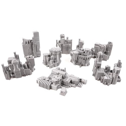 6mm Sci-Fi Cityscape Bundle 2 - Tabletop Terrain for Miniatures Games Such as Epic Battletech Adeptus Titanicus (Bundle 2) - size: Bundle 2 without Hexes