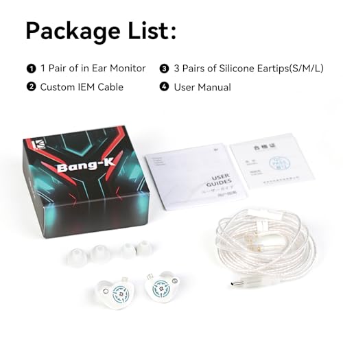 2026 Latest erabuds,KBEAR BK1 Wired Gaming Earbuds,10mm Single DD in Ear Monitor,HiFi Headset Wired Earbuds IEM Earphones with Detachable Cable for Gaming/Music/Video (White, 3.5 with mic) - color: D