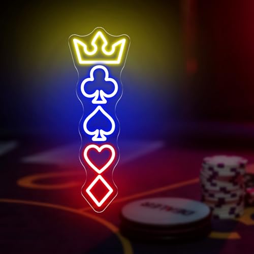 Poker Neon Sign, Casino Playing Cards LED Neon Light for Wall Decor, Dimmable USB Powered Vegas Style Neon Sign for Poker Room Game Room Man Cave Bar Gaming Setup Gift for Men, 17.7x5.9" - color: Poker