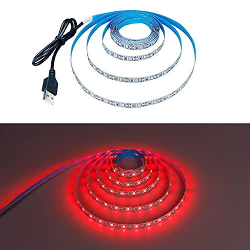 USB Red 620-625nm LED Strip 5V USB Powered 13.12ft/4M(2pcs x 6.6ft) | 240LEDs Flexible SMD2835 High Brightness No-Waterproof IP20 LED Tape Lights - color: Red