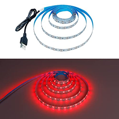 USB Red 620-625nm LED Strip 5V USB Powered 13.12ft/4M(2pcs x 6.6ft) | 240LEDs Flexible SMD2835 High Brightness No-Waterproof IP20 LED Tape Lights - color: Red