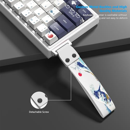 Womier Custom Keyboard Straps with Adhesive for Keyboard 60 65 75 100 Percent Kanagawa and Metal Snap Straps for Wooting 60he EPOMAKER Aula WIN60 YUNZII ATK68, etc Mechanical Gaming Key Board(White)
