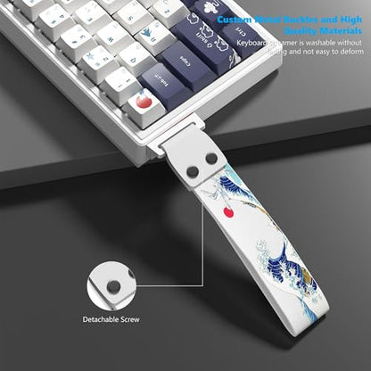 Womier Custom Keyboard Straps with Adhesive for Keyboard 60 65 75 100 Percent Kanagawa and Metal Snap Straps for Wooting 60he EPOMAKER Aula WIN60 YUNZII ATK68, etc Mechanical Gaming Key Board(White)