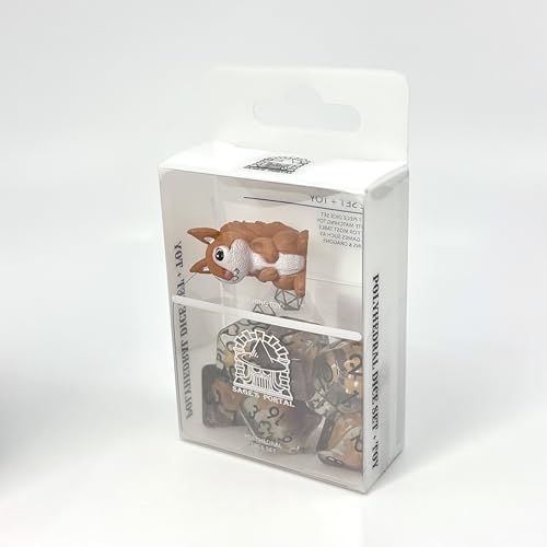 Sage's Portal Animal Familiars Resin DND Dice Set Polyhedral Dice Set for Dungeons and Dragons RPG Pathfinder Tabletop TTRPG (Squirrel + Figurine) - color: Squirrel + Mini Figure, style: Dice Set +Mini Figure