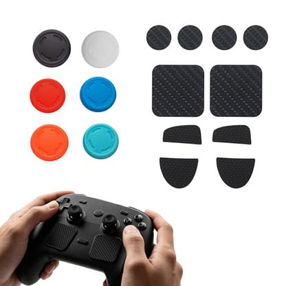 Flexible Silicone Grip Set for Steam Controller 2 2026 Joystick Caps Touchpad Protective Film Sticker and Rear Button Stickers Anti-sweat Reducing Finger Fatigue Improving Comfort Wear--proof Upgrade Kit (Black and White) - color: Black and White