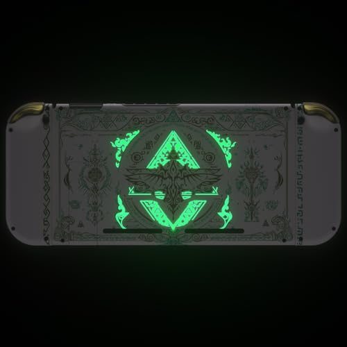 eXtremeRate DIY Replacement Shell Buttons for Nintendo Switch, Back Plate for Switch Console, Housing with Full Set Buttons for Joycon Handheld Controller - Glow in Dark - Totem of Kingdom White - color: Glow in Dark - Totem of Kingdom White