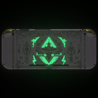 eXtremeRate DIY Replacement Shell Buttons for Nintendo Switch, Back Plate for Switch Console, Housing with Full Set Buttons for Joycon Handheld Controller - Glow in Dark - Totem of Kingdom White - color: Glow in Dark - Totem of Kingdom White