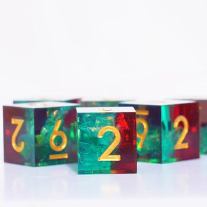 Generic 6PCS 16mm D6 Resin dice Set Dice for DND Dungeons and Dragons Role Playing Game (Green + Red) - color: Green + Red