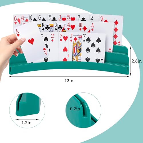 Three-Layer Design Playing Cards Holders，Playing Card Holder for Kids Adults Hands Free Card Holder for Family Card Game Nights Poker Parties - color: Green(2pack)