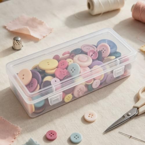 8 Pieces Rectangular Empty Mini Clear Plastic Organizer Box | 6.5 x 2.56 x 1.38 Inch, Hinged Lids, For Small Items, Craft Projects - size: 165 x 65 x 35 mm