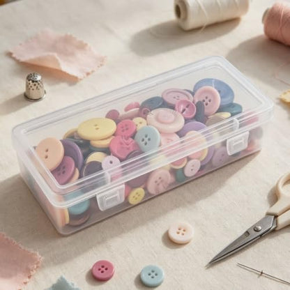 8 Pieces Rectangular Empty Mini Clear Plastic Organizer Box | 6.5 x 2.56 x 1.38 Inch, Hinged Lids, For Small Items, Craft Projects - size: 165 x 65 x 35 mm