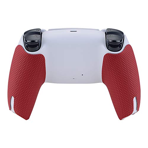 eXtremeRate PlayVital Red Anti-Skid Sweat-Absorbent Controller Grip for ps5 Controller, Professional Textured Soft Rubber Pads Handle Grips for ps5 - color: Red