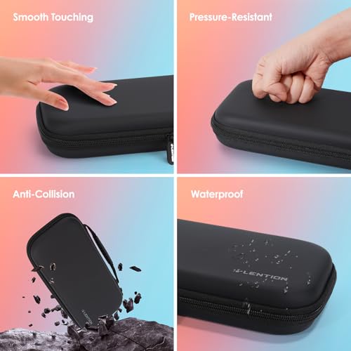 LENTION Carrying Case for Nintendo Switch 2(2025) with Handle, Protective Switch 2 Hard Shell Case with 10 Game Card Slots, Slim Compact & Lightweight Travel Bags for Console & Accessories (Black) - color: Black