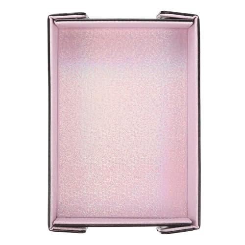 Dice Tray PU Leather Mat Magnetic Folding Dice Rolling Tray Holder Laser Gradient Rectangle Storage Box Perfect for DND Table Games & Entryway & Nightstand Organizer (Pink) - color: Pink