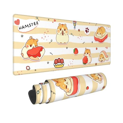 Cute Hamster Mouse Pad XL Large Mousepad Non Slip Rubber Base Desk Mat for Laptop Computer Gaming 31.5" X 12" - color: Cute Hamster