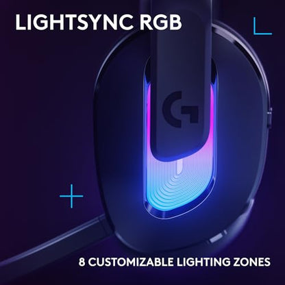 Logitech G522 Lightspeed Wireless Gaming Headset - Black | For PC, 2.4 GHz, Bluetooth & USB-C , <60 Hr Battery, 48 kHz/24 bit Audio, Detachable 48 kHz/16 bit Blue VO!CE Mic, RGB - color: Black