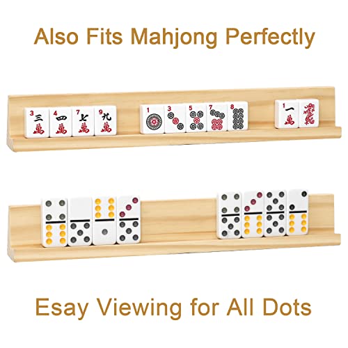 Domino Racks Set of 8, Mexican Train Dominoes Trays, Wooden Domino Holders for Mexican Train, Chickenfoot Combo, Mahjong and Other Dominoes Games13.97 x 2 x 1.18 Inches - Dominoes NOT Included