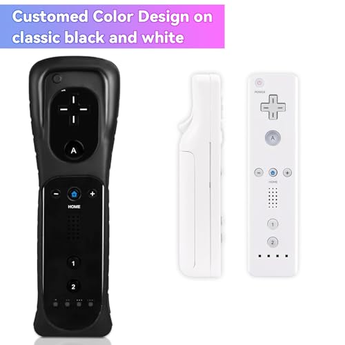 TechKen 2 Pack Wii Remote Controller with Silicone Case and Wrist Strap for Wii U - color: Black&White