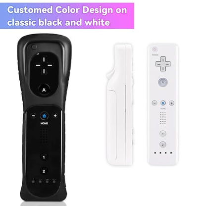 TechKen 2 Pack Wii Remote Controller with Silicone Case and Wrist Strap for Wii U - color: Black&White