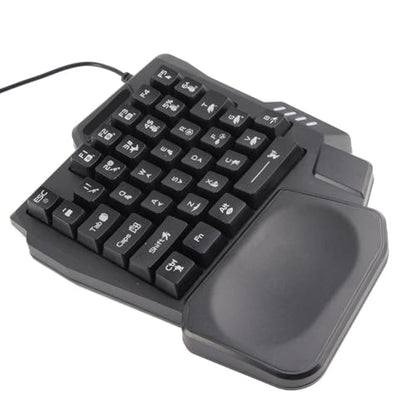 K13 One Handed Gaming Keyboard, 35 Keys Single Hand Keyboard with Wide Palm Rest & 3 Color Backlight, Mini Mechanical Gaming Keypad for Computer Mobile Games, Black