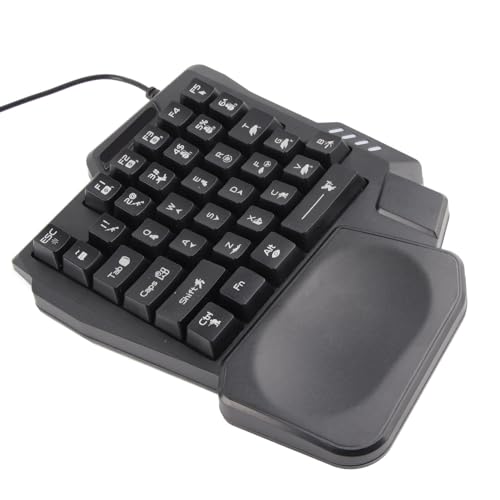 K13 One Handed Gaming Keyboard, 35 Keys Single Hand Keyboard with Wide Palm Rest & 3 Color Backlight, Mini Mechanical Gaming Keypad for Computer Mobile Games, Black