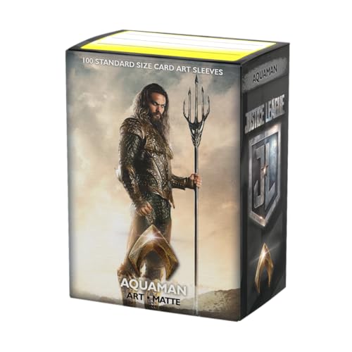 Dragon Shield | Matte Art Sleeves | 100 CT - Smooth & Tough Premium TCG Sleeves | Compatible with Pokemon, One Piece & Magic the Gathering | Aquaman Justice League - color: Justice League - Aquaman