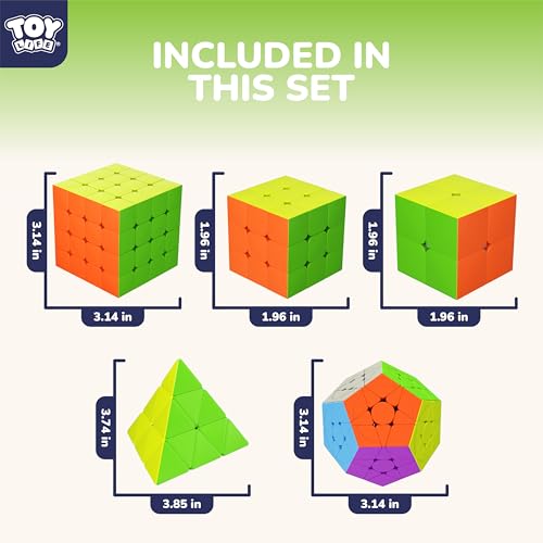 STEAM Life Speed Cube Set, Speed Cube Set of 2x2 3x3 4x4 Megaminx and Pyramid Cube Smoothly Stickerless Magic Cubes Collection for Kids & Adults - color: 5 Pcs