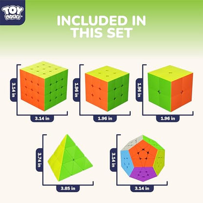 STEAM Life Speed Cube Set, Speed Cube Set of 2x2 3x3 4x4 Megaminx and Pyramid Cube Smoothly Stickerless Magic Cubes Collection for Kids & Adults - color: 5 Pcs