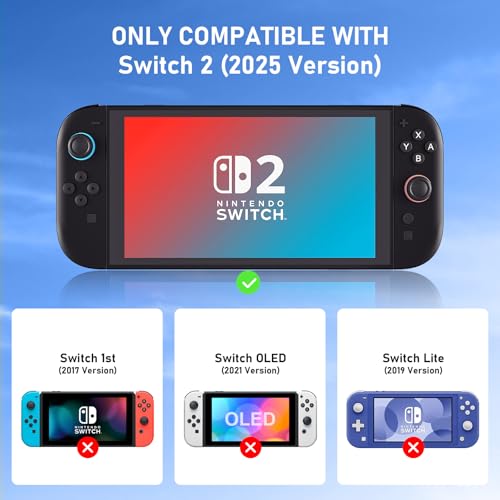 Lainergie 9-IN-1 Switch 2 Grip Case, Ergonomic Grip Hard Shell with Replaceable Grips [to fit All Hands Sizes], Dockable Handheld Shell Set for Nintendo Switch 2 2025, Black - color: sd black