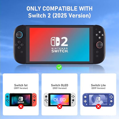 Lainergie 9-IN-1 Switch 2 Grip Case, Ergonomic Grip Hard Shell with Replaceable Grips [to fit All Hands Sizes], Dockable Handheld Shell Set for Nintendo Switch 2 2025, Black - color: sd black