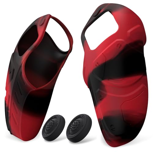 PlayVital Mecha Edition Red & Black Ergonomic Soft Controller Silicone Case Grips for ps5, Rubber Protector Skins with Thumbstick Caps for ps5 Controller - Compatible with Charging Station - color: Red & Black