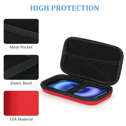 Hard Protective Travel Case, Shockproof EVA Electronic Organizer | Fits Anker, Jackery, RAVPower Power Bank, Cell Phones, GPS, Cables, Car Accessories, Travel Gadgets,Red - color: Red