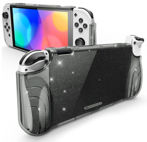 Mumba Case for Nintendo Switch OLED 2021, [Thunderbolt Series] Protective Clear Cover with TPU Grip Compatible with Nintendo New Switch OLED 7 Inch Console and Joy-Con Controller (Shadow) - color: Shadow