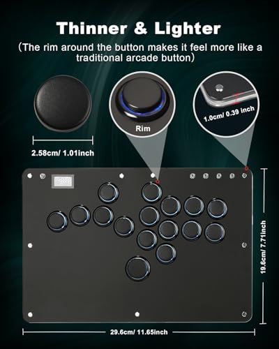 Haute42 Leverless Controller Arcade Stick: Haute42 R16 Black Leverless Controller with Rims,Premium Black Leverless Controller with Crystal Low-Profile Switch for PC/PS4/Switch Game,Support Hot Swap & SOCD - color: Black